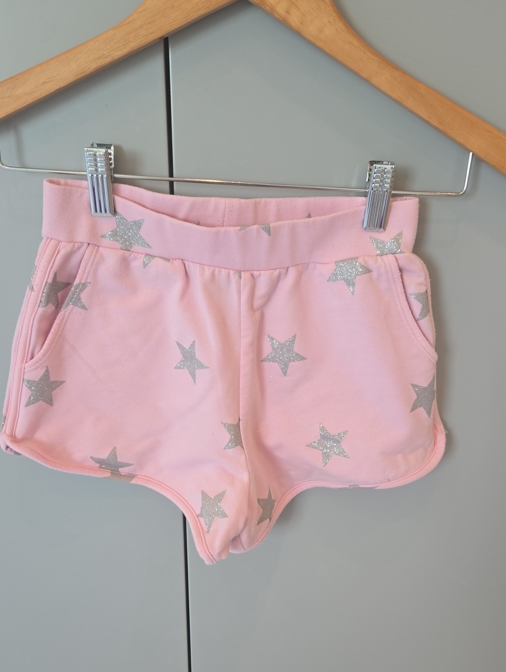kidpik Pink Shorts with Silver Glitter Stars